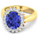 3.97ctw Violet Tanzanite and Diamond 14K Yellow Gold Halo Ring