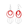 Rhodium Over Sterling Silver Acrylic Axis Drop Earrings in Red