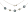 Round Blue and White Mother-Of-Pearl Beaded Sterling Silver Station Necklace