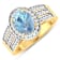 1.72ctw Blue Aquamarine and Diamond 14K Yellow Gold Halo Ring