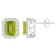 8x6mm Emerald Cut Peridot And White Topaz Accent Rhodium Over Sterling
Silver Halo Stud Earrings
