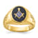 10K Yellow Gold Men's Grooved Onyx Blue Lodge Master Masonic Ring