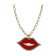 Red Lip with Crystal Pendant Necklace
