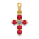 14k Yellow Gold and Rhodium Over 14k Yellow Gold Ruby and Diamond Cross Pendant