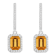 7x5mm Emerald Cut Citrine 1/3 ctw Diamond Rhodium Over Sterling Silver
Halo Dangle Earrings