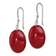 Sterling Silver Polished Red Jadeite Oval Dangle Earrings