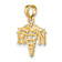 14k Yellow Gold Textured RN Caduceus Charm