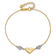 14k Two-tone Gold Puffed Mom Heart and Diamond-Cut Hearts Bracelet