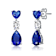 Heart And Pear Shape Sapphire Color CZ Three-Stone Drop Earrings In
Sterling Silver