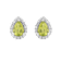 Green Peridot Pear shaped Teardrop Stud Earrings For Women