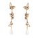 Barse Jewelry Freshwater Pearl With Rhodonite Gold Tone Butterfly Dangle Earrings