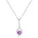 Round Amethyst and White Sapphire Sterling Silver Pendant With Chain