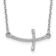 Rhodium Over 14K White Gold Small Sideways Curved Twist Cross Necklace