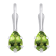 6x4mm Pear Shape Peridot Rhodium Over 10k White Gold Drop Earrings