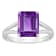 10x8mm Emerald Cut Amethyst Rhodium Over Sterling Silver Ring