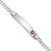 Rhodium Over 14k White Gold Medical Red Enamel Flat Curb Link ID Bracelet