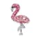Rhodium Over Sterling Silver Polished Pink Crystal Flamingo Chain Slide