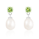 White Freshwater Pearl And Peridot Dangle Earrings In Sterling Silver