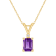 7x5mm Emerald Cut Amethyst with Diamond Accent 14k Yellow Gold Pendant
With Chain