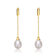 Freshwater Pearl Linear Drop Earrings In 14K Gold Over Sterling Silver