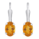6x4mm Oval Citrine Rhodium Over 10k White Gold Drop Earrings