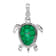 Rhodium Over Sterling Silver Polished Enameled Green Sea Turtle Pendant