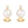 White Cultured Akoya Pearl 14k Yellow Gold Earrings 7-7.5mm