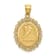 14k Yellow Gold Solid Satin, Polished and Textured Aquarius Zodiac Oval Pendant