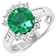 3.33ctw Green Emerald and Diamond 14K White Gold Halo Ring