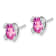 Rhodium Over 14K White Gold Oval Lab Created Pink Sapphire and Diamond Earrings