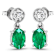 1.12ctw 14K White Gold  Zambian Green Emerald and White Diamond Halo Earrings