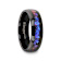 COSMIC Black Tungsten Ring with Crushed Alexandrite and Dark Blue and
Purple Crushed Goldstone 8mm