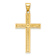 14k Yellow Gold Polished Beaded Textured Cross Pendant