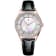 Christian Van Sant Women's Luna White Dial, Black Leather Strap Watch