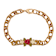 Gold Tone Faux Pearl & Red Flower Link ID Bracelet