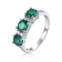 Green Emerald and Moissanite Sterling Silver 3-Stone Ring