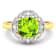 Green Peridot and White Diamond 14K Yellow Gold Halo Ring 2.11 ctw