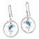 Rhodium Over Sterling Silver with Lab Created Opal Dolphin Dangle Earrings