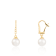 White Cultured Akoya Pearl 14k Yellow Gold Earrings 7-7.5mm