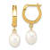 14K Yellow Gold 6-7mm Rice White Freshwater Cultured Pearl Hoop Dangle Earrings