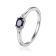 Blue and White Sapphire Sterling Silver Dainty Ring, 0.53ctw