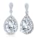 Pear Shape CZ Halo Drop Earrings In Sterling Silver