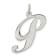 Rhodium Over Sterling Silver Fancy Script Letter P Initial Charm