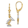 14K Two-tone Gold Textured 3D Standing Pelican Dangle Earrings
