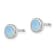 Rhodium Over Sterling Silver Polished Blue Created Opal Round Stud Earrings