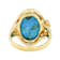 Turquoise Oval Ring With Flower Detail In 18K Gold Over Sterling Silver 18x13mm