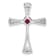 Rhodium Over 14k White Gold Garnet and Diamond Cross Chain Slide Pendant
