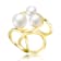 Pear Shape Pearl Cluster Ball Ring In 14K Gold Over Sterling Silver