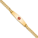 14k Yellow Gold Medical Soft Diamond Shape Red Enamel Flat Curb Link ID Bracelet
