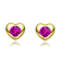 Ruby Color CZ Heart Stud Earrings In 14K Gold Over Brass